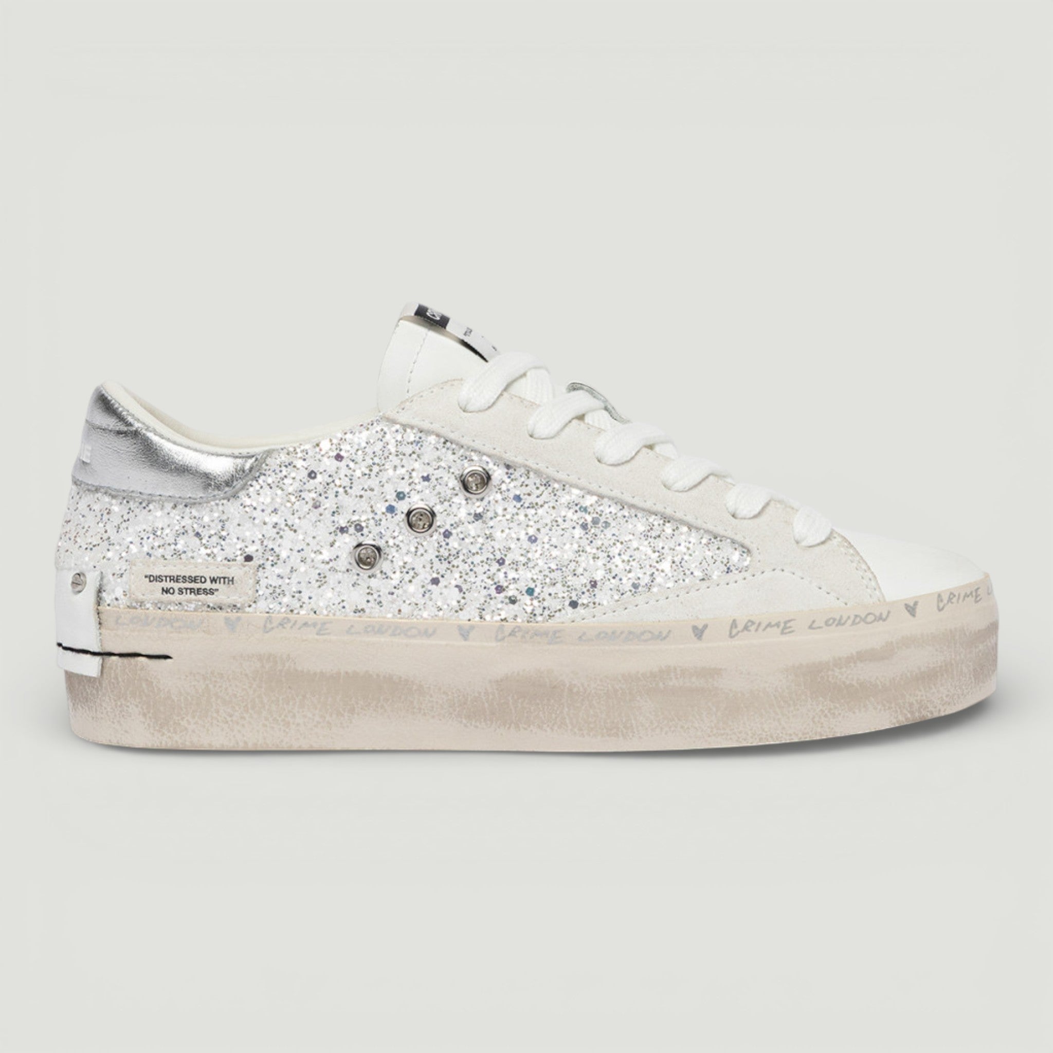 CRIME LONDON DISTRESSED PLATFORM SILVER DUST