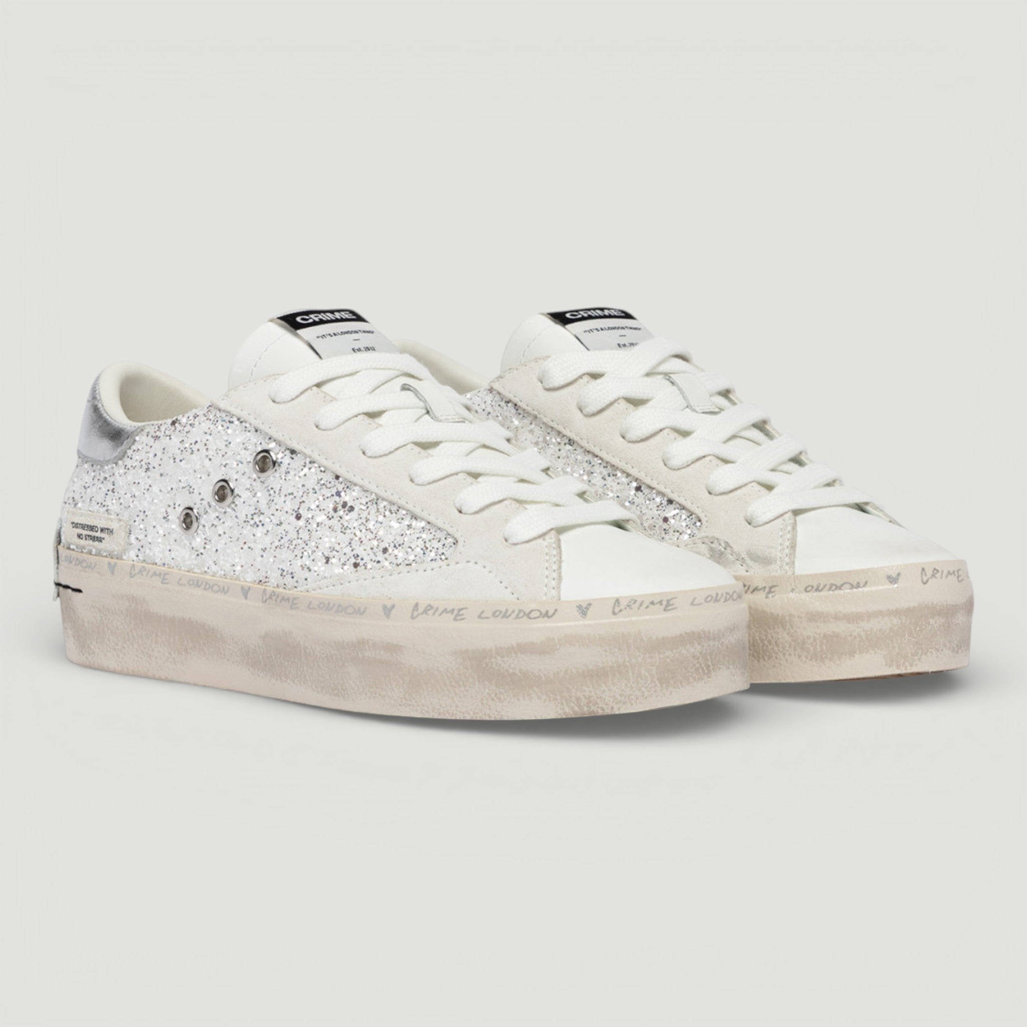 CRIME LONDON DISTRESSED PLATFORM SILVER DUST
