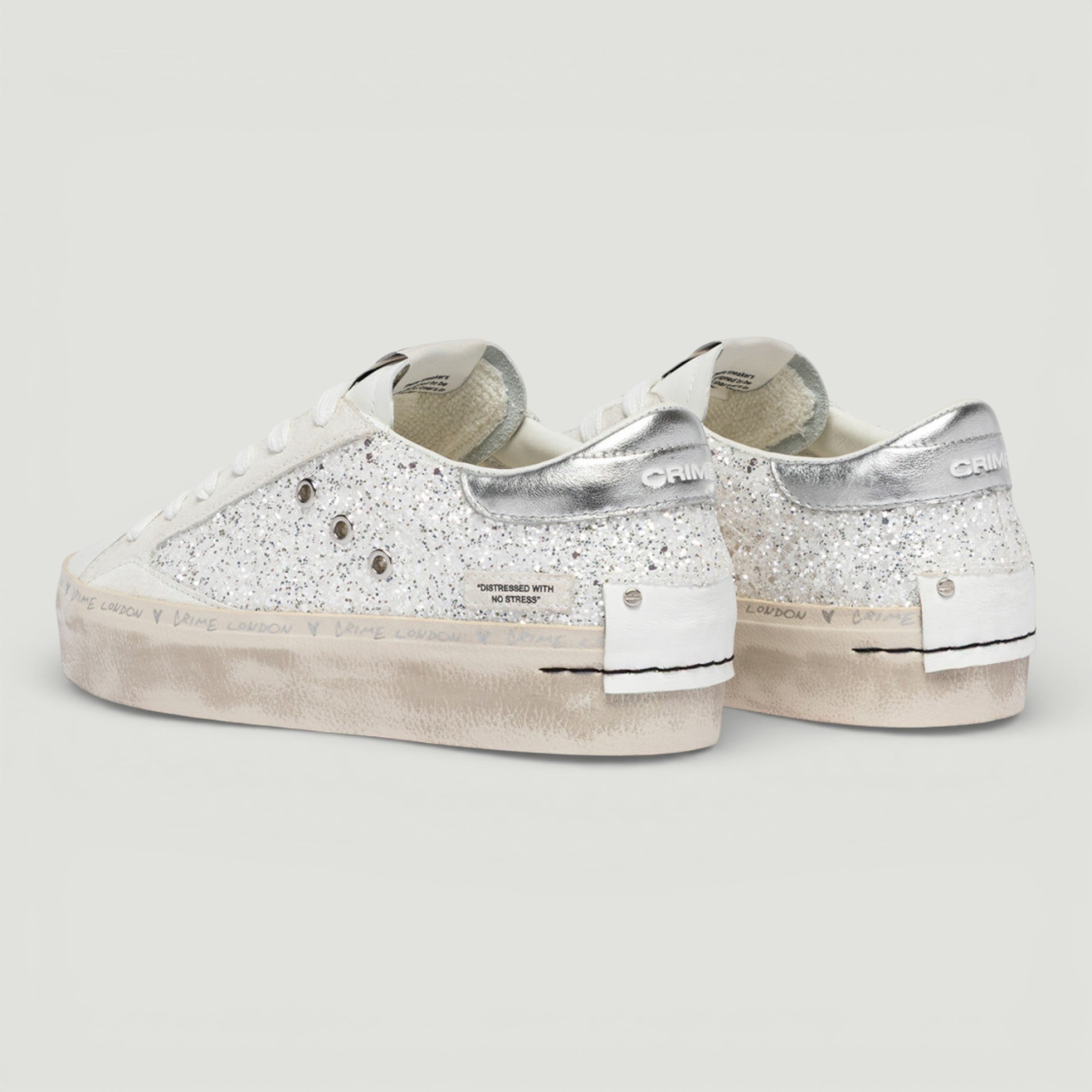 CRIME LONDON DISTRESSED PLATFORM SILVER DUST