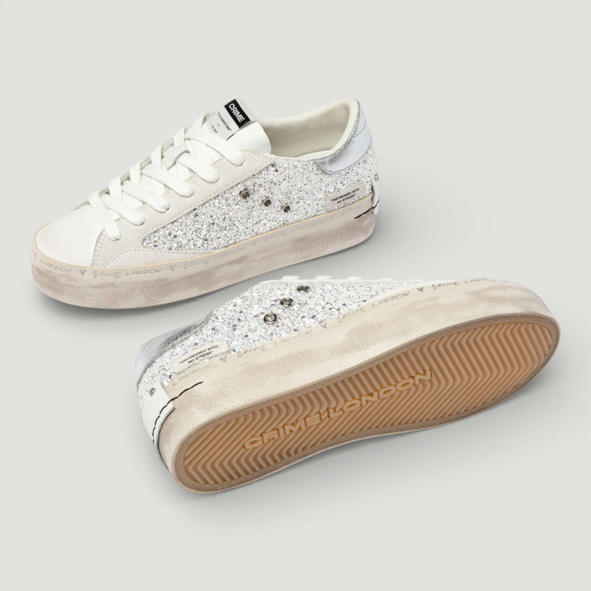 CRIME LONDON DISTRESSED PLATFORM SILVER DUST