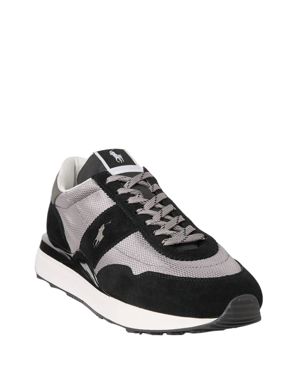 RALPH LAUREN POLO SPORT SNEAKERS TRAIN 89 PP LOW TOP LACE METALLIC GUNMETAL/BLACK NERO