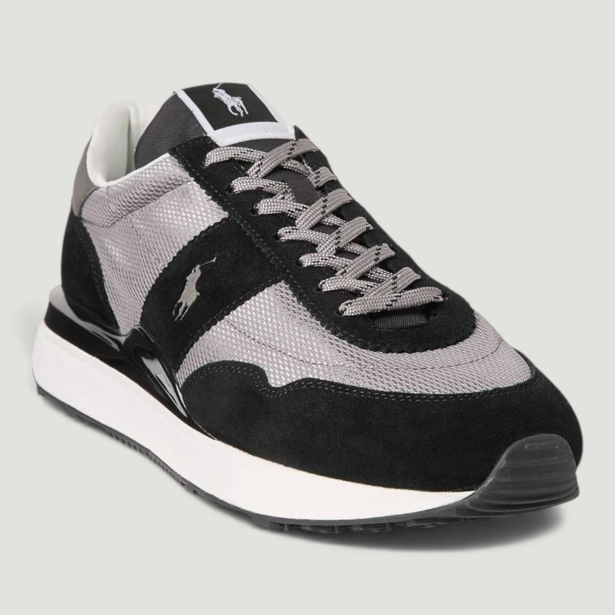 RALPH LAUREN POLO SPORT SNEAKERS TRAIN 89 PP LOW TOP LACE METALLIC GUNMETAL/BLACK UOMO
