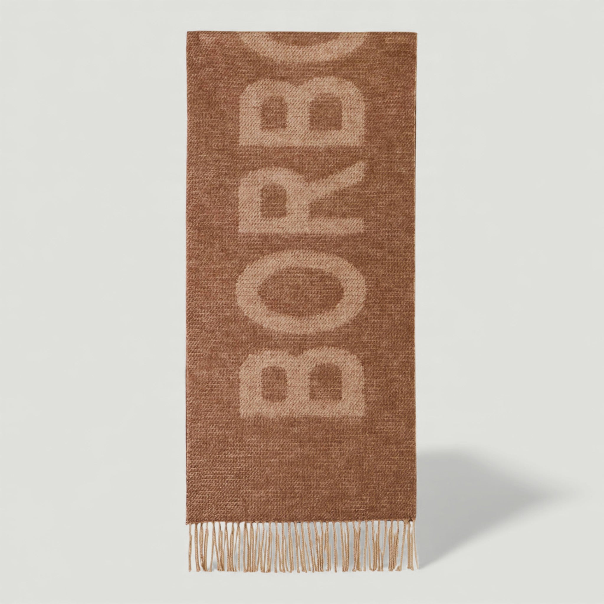 BORBONESE SCIARPA LOGO 42X200 MARRONE/BEIGE