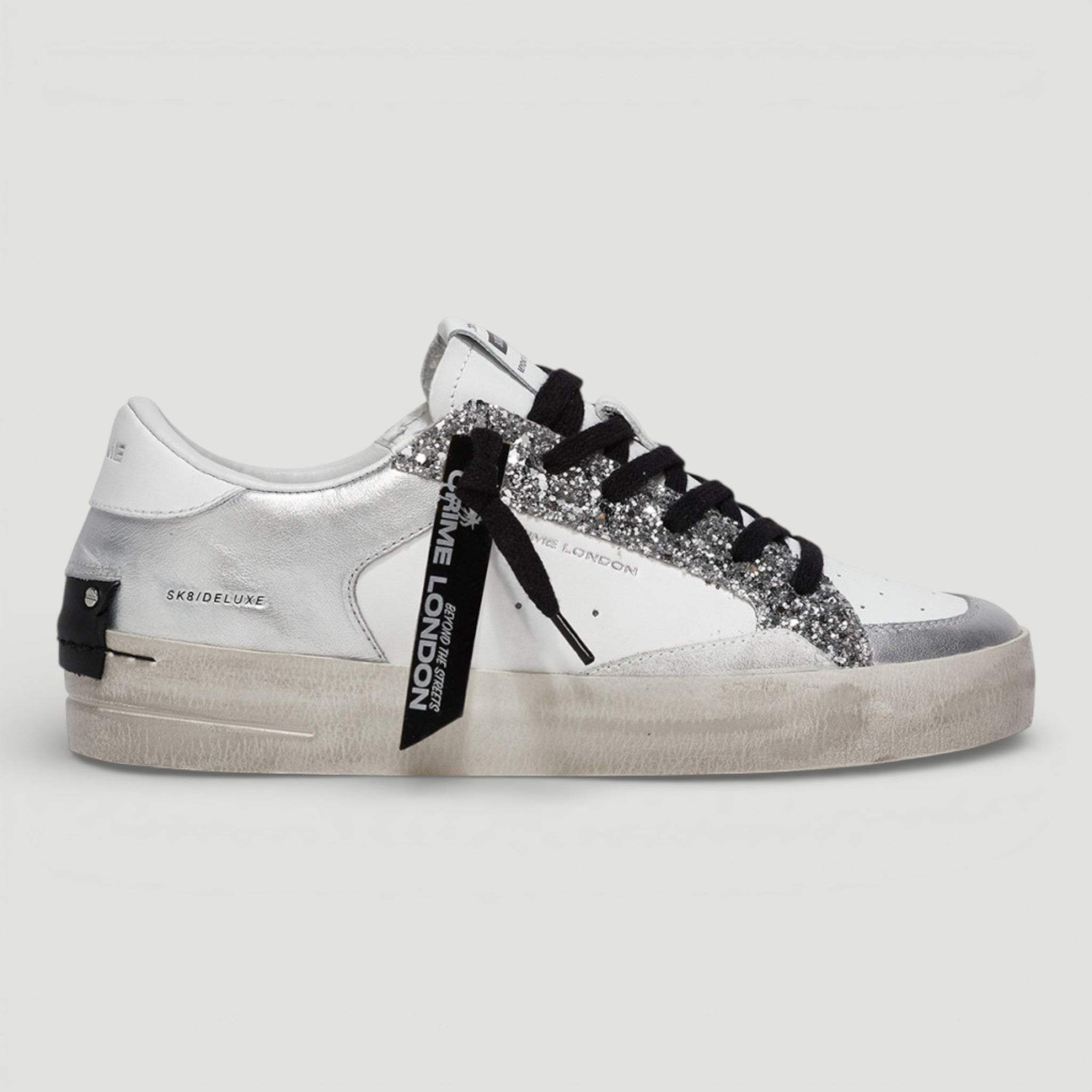 CRIME LONDON SNEAKERS SK8 DELUXE SILVER GLAM