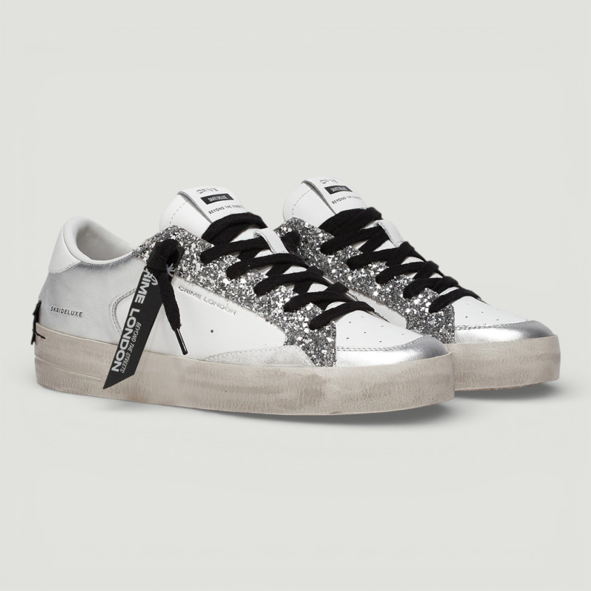 CRIME LONDON SNEAKERS SK8 DELUXE SILVER GLAM