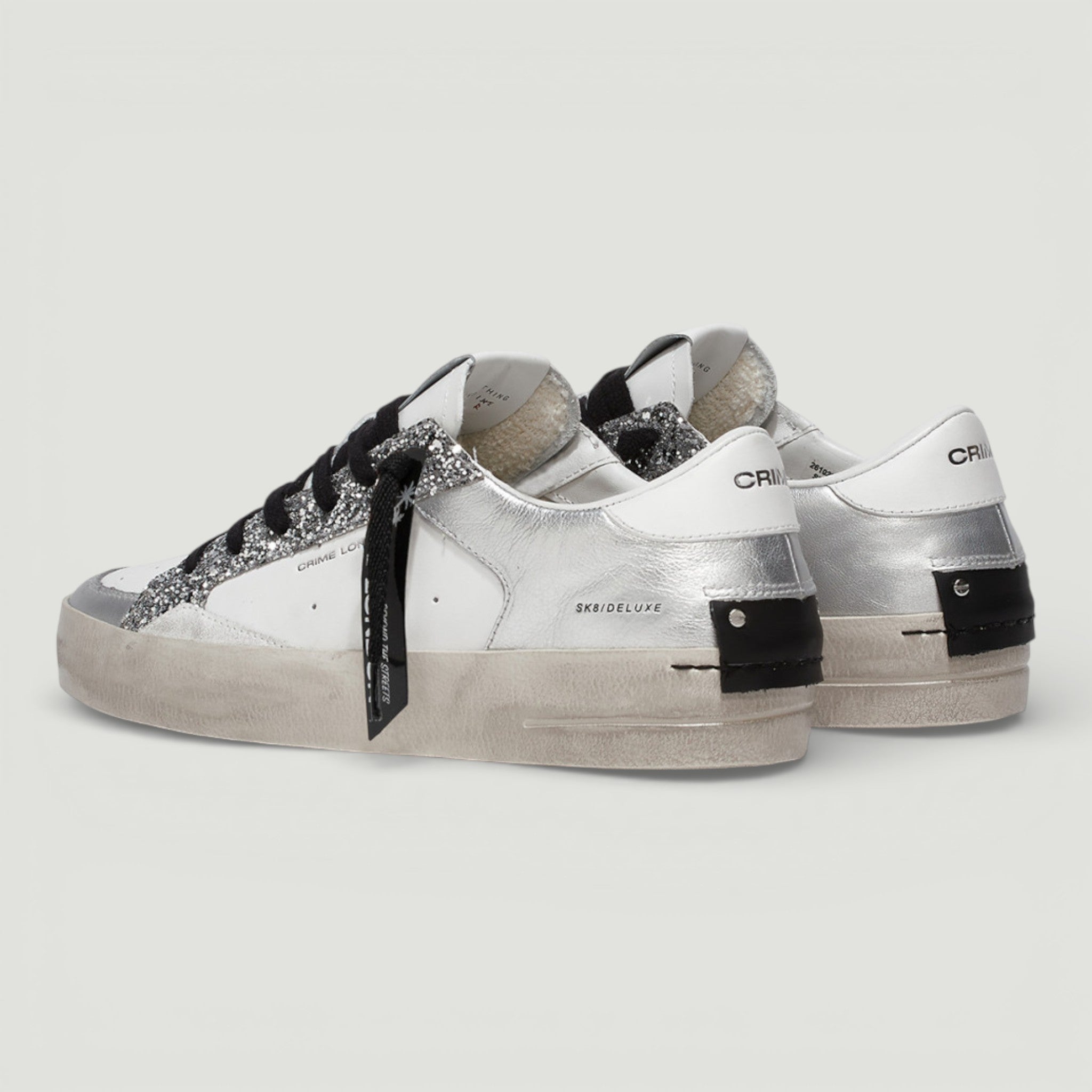 CRIME LONDON SNEAKERS SK8 DELUXE SILVER GLAM