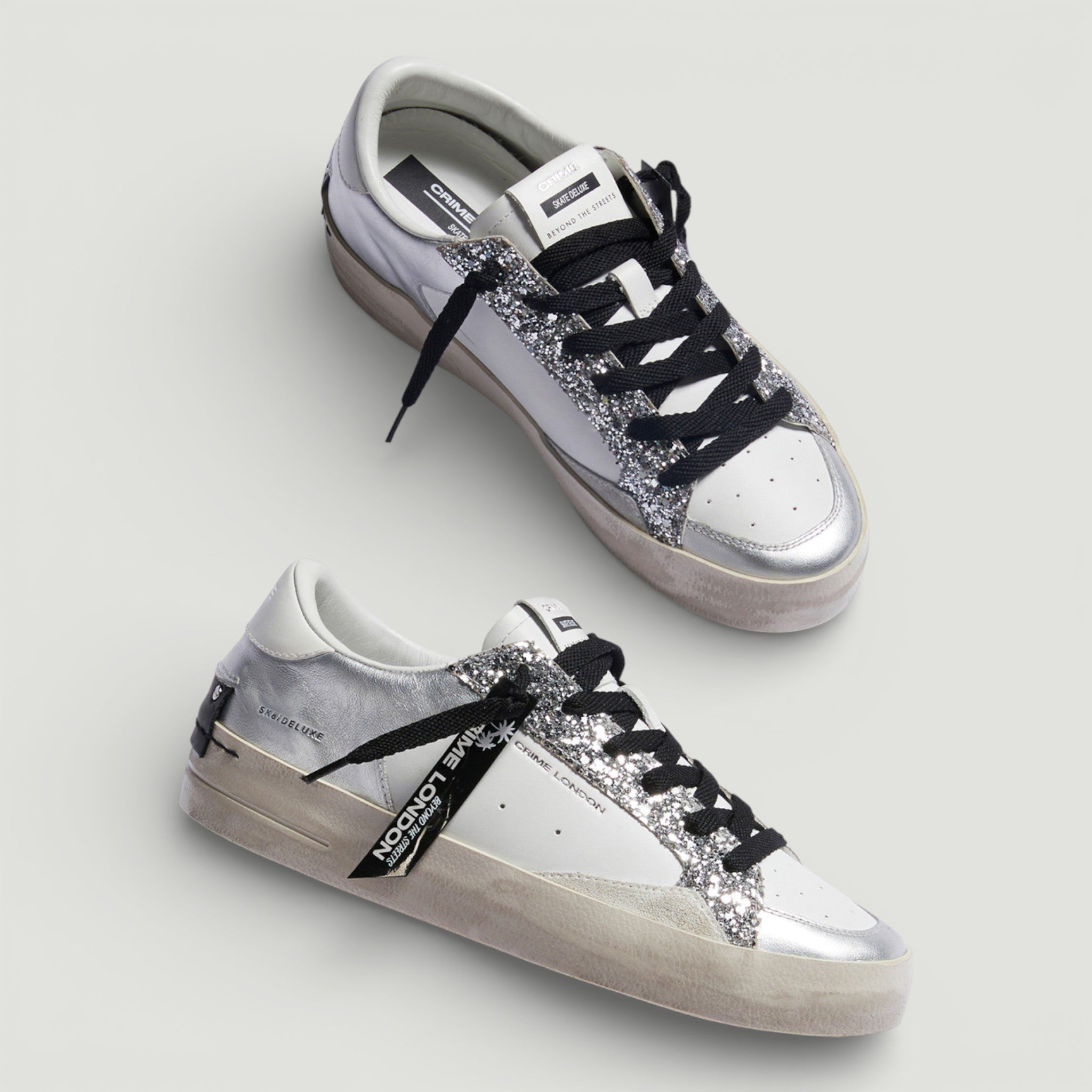 CRIME LONDON SNEAKERS SK8 DELUXE SILVER GLAM