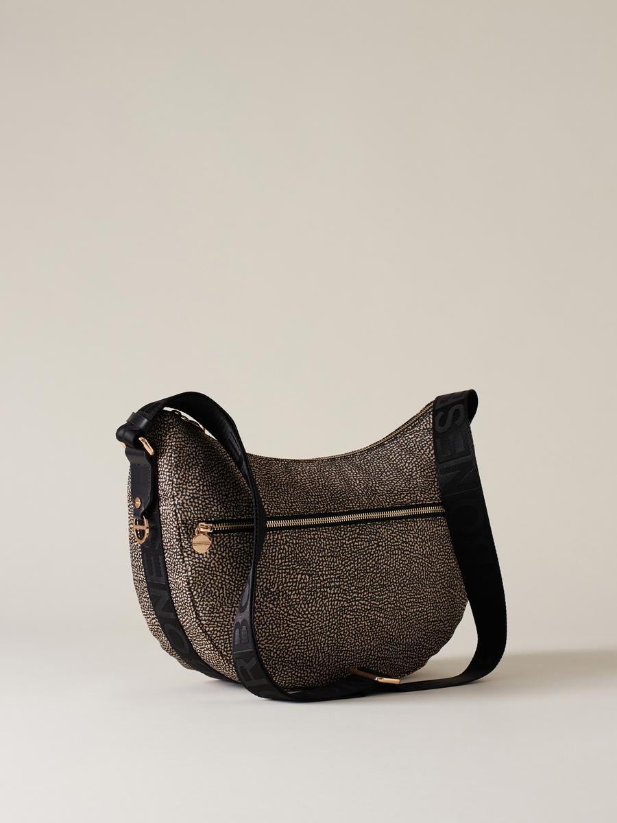 BORBONESE BORSA LUNA BAG MIDDLE OP NATURALE NERO 2