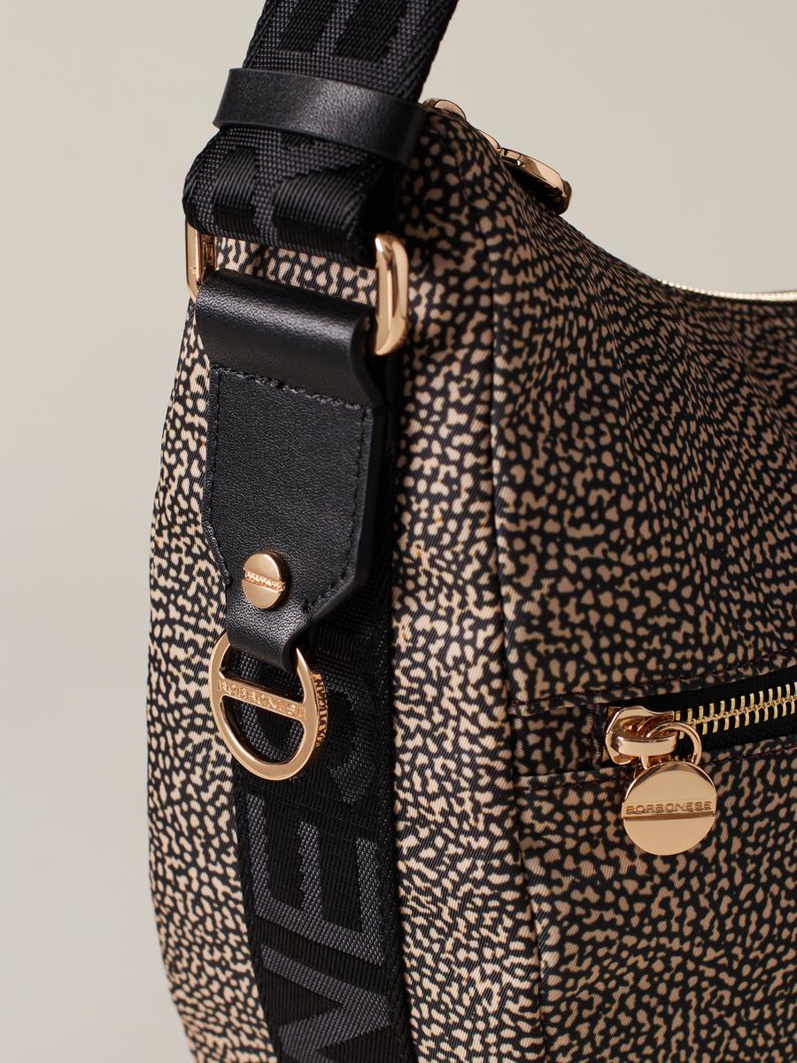 BORBONESE BORSA LUNA BAG MIDDLE OP NATURALE NERO 3