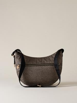 BORBONESE BORSA LUNA BAG MIDDLE OP NATURALE NERO