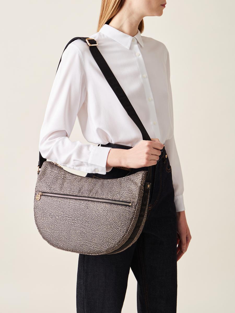 BORBONESE BORSA LUNA BAG MIDDLE OP NATURALE NERO 7