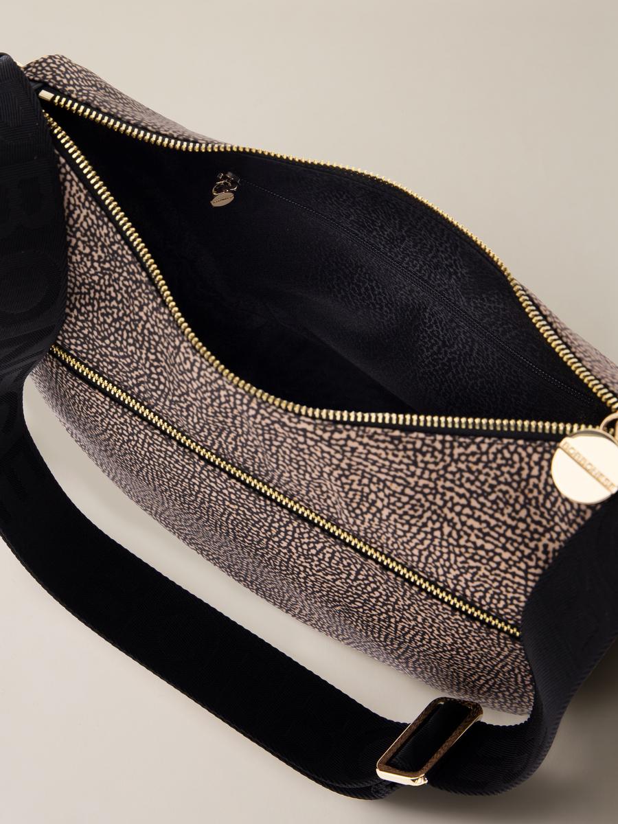 BORBONESE BORSA LUNA BAG MIDDLE OP NATURALE NERO 5