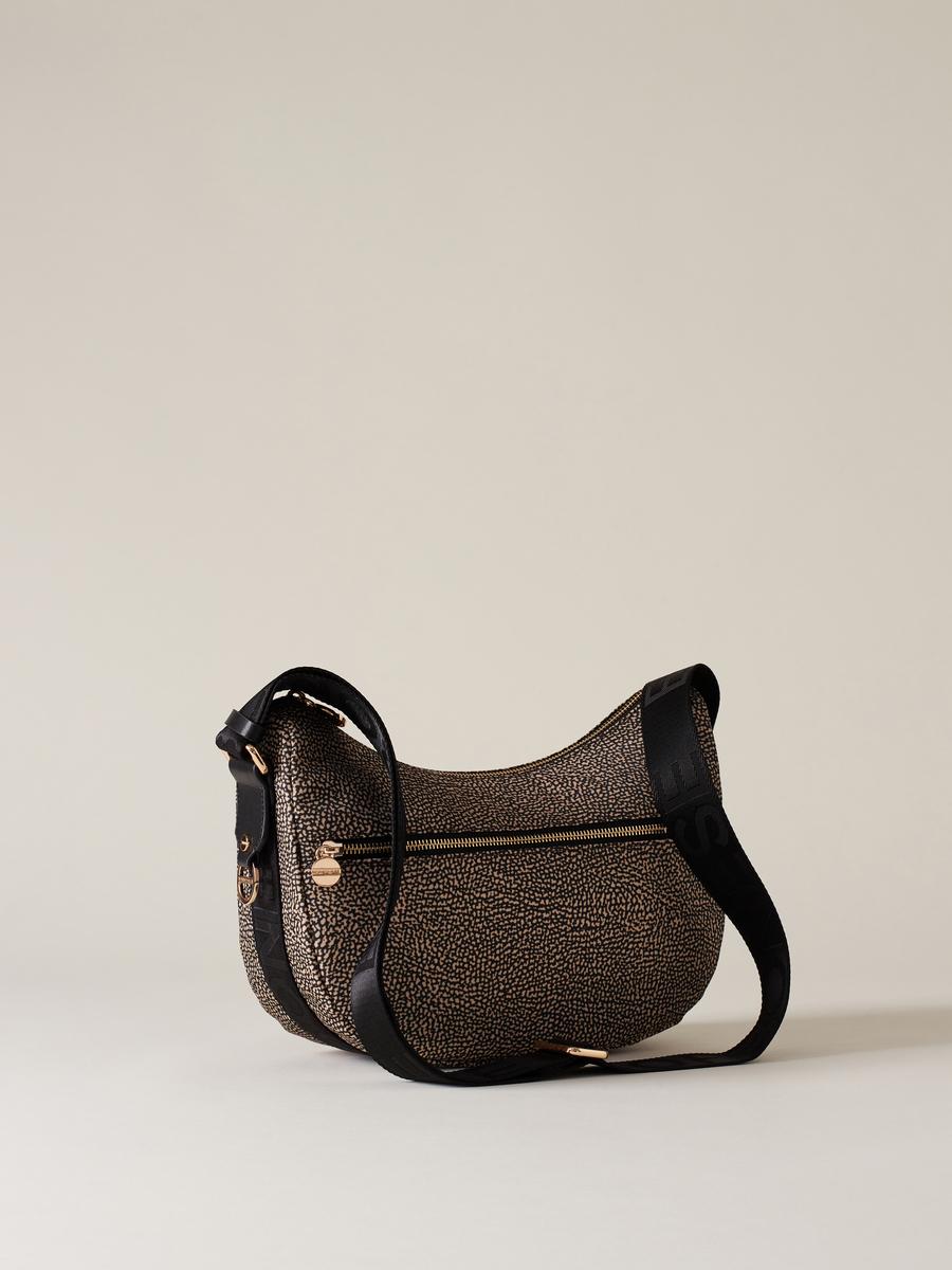 BORBONESE BORSA LUNA BAG SMALL OP NATURALE NERO 1