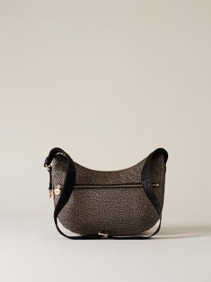 BORBONESE BORSA LUNA BAG SMALL OP NATURALE NERO