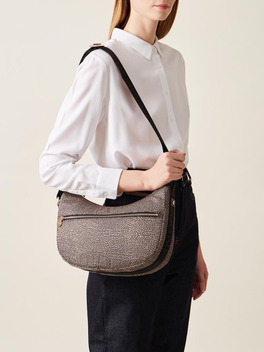 BORBONESE BORSA LUNA BAG SMALL OP NATURALE NERO 4