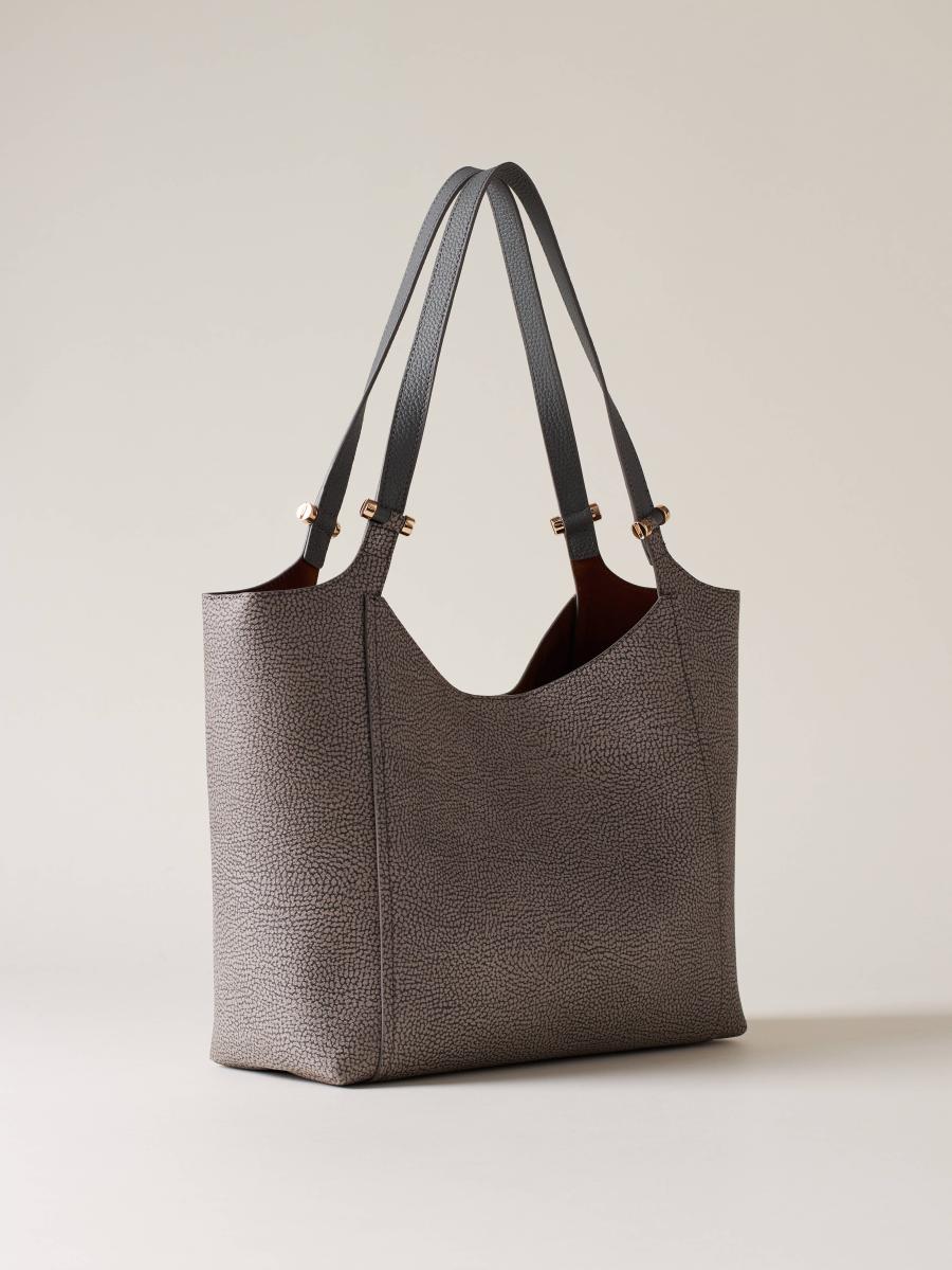 BORSA  BORBONESE SHOPPING M. CLAY GREY 2