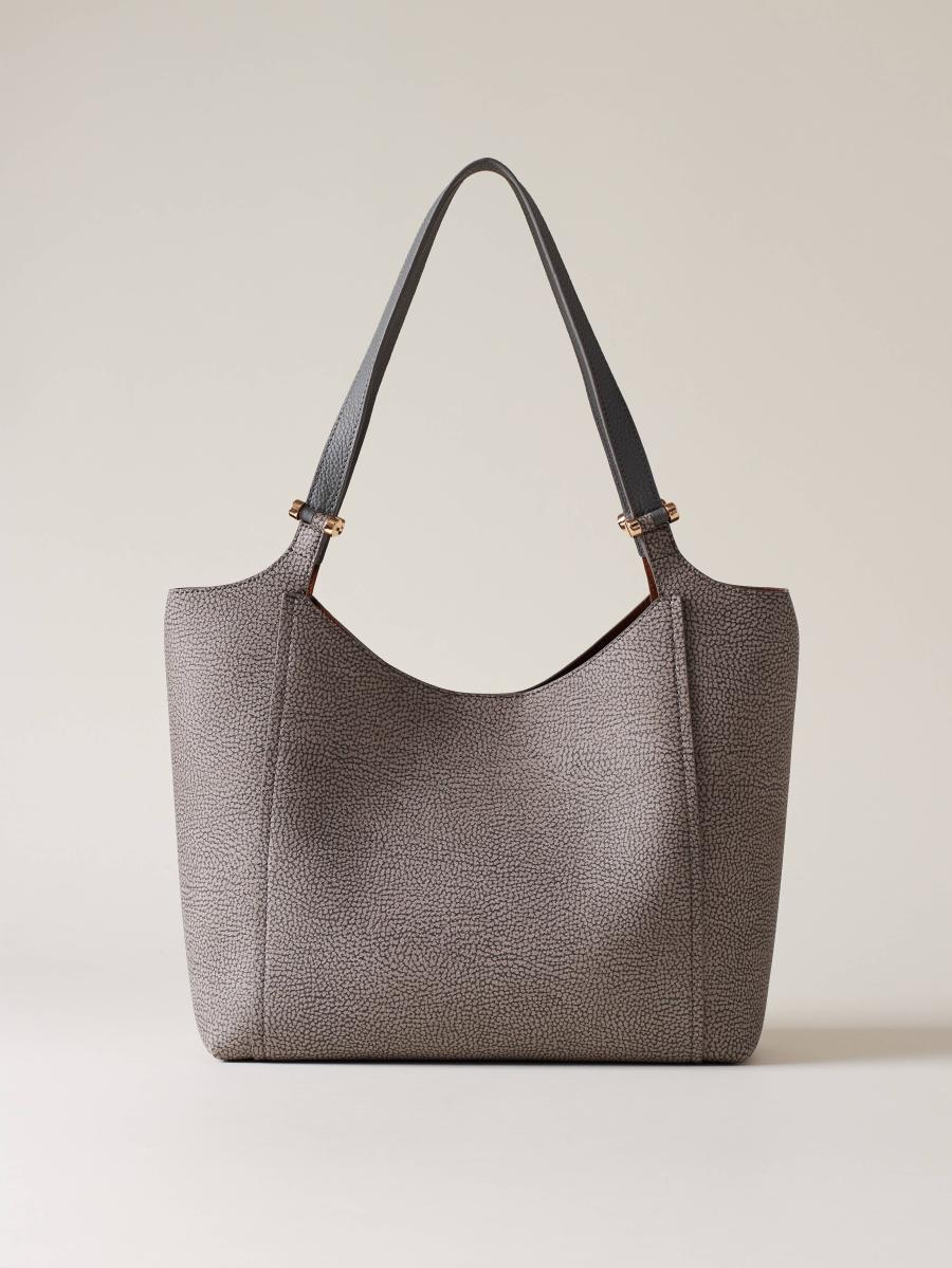 BORSA  BORBONESE SHOPPING M. CLAY GREY 1