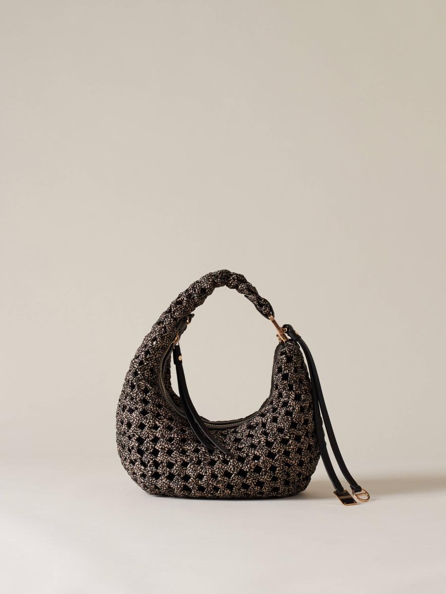 BORSA BORBONESE HOBO MINI OP NATURALE NERO 2