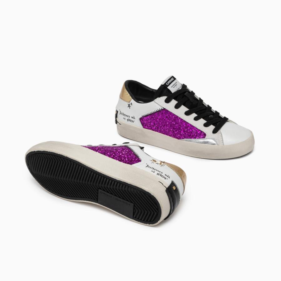 CRIME LONDON SNEAKERS DISTRESSED CANDY FLOSS BIANCO/FUXIA 4