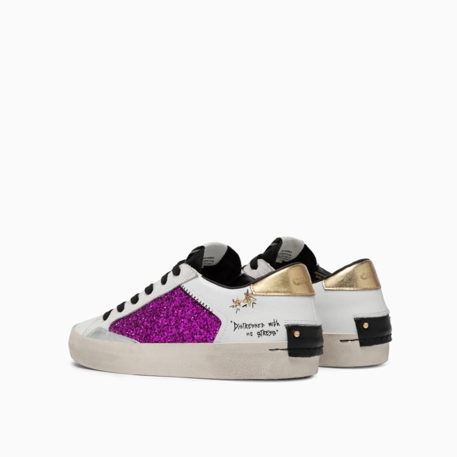 CRIME LONDON SNEAKERS DISTRESSED CANDY FLOSS BIANCO/FUXIA 3