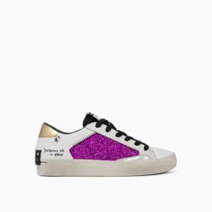 CRIME LONDON SNEAKERS DISTRESSED CANDY FLOSS BIANCO/FUXIA