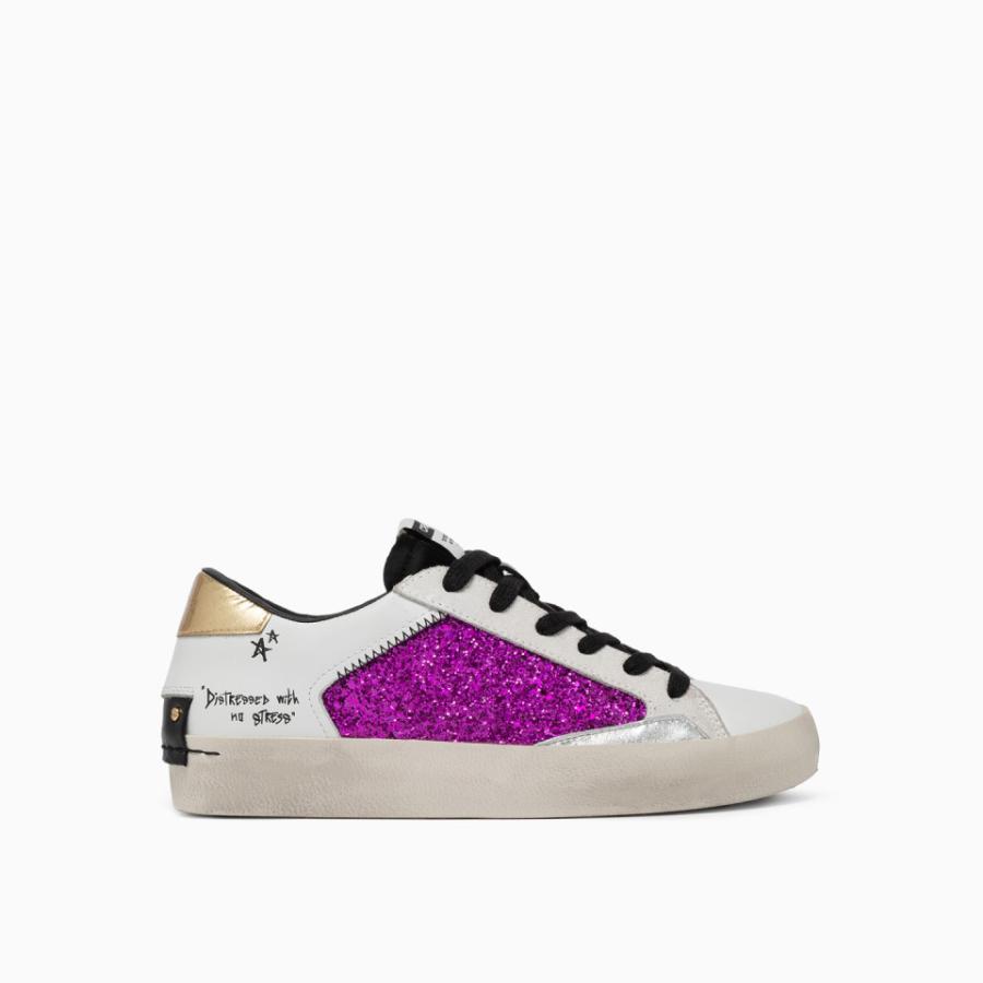 CRIME LONDON SNEAKERS DISTRESSED CANDY FLOSS BIANCO/FUXIA 1