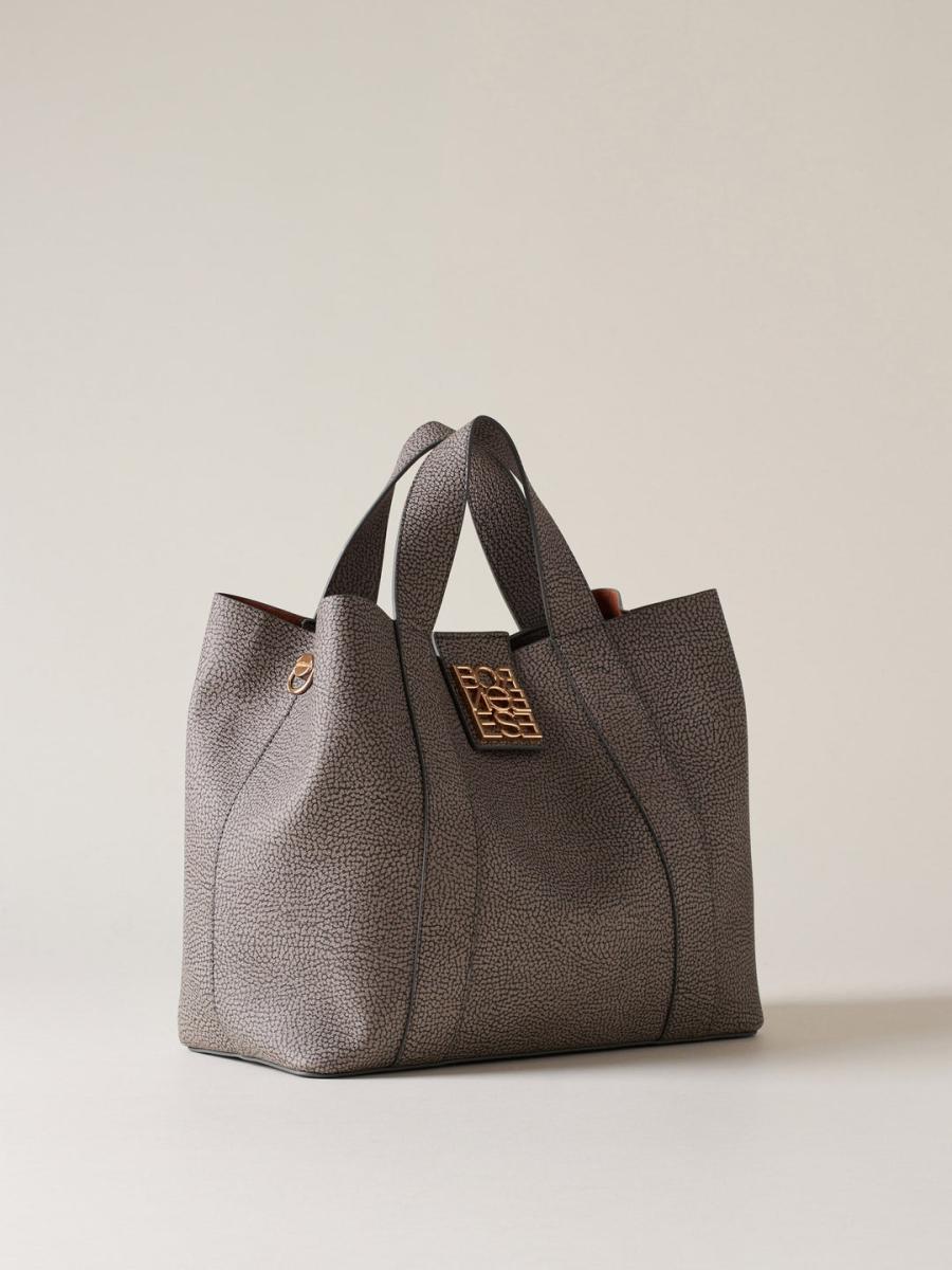 BORSA BORBONESE SHOPPING M. CLAY GREY 2