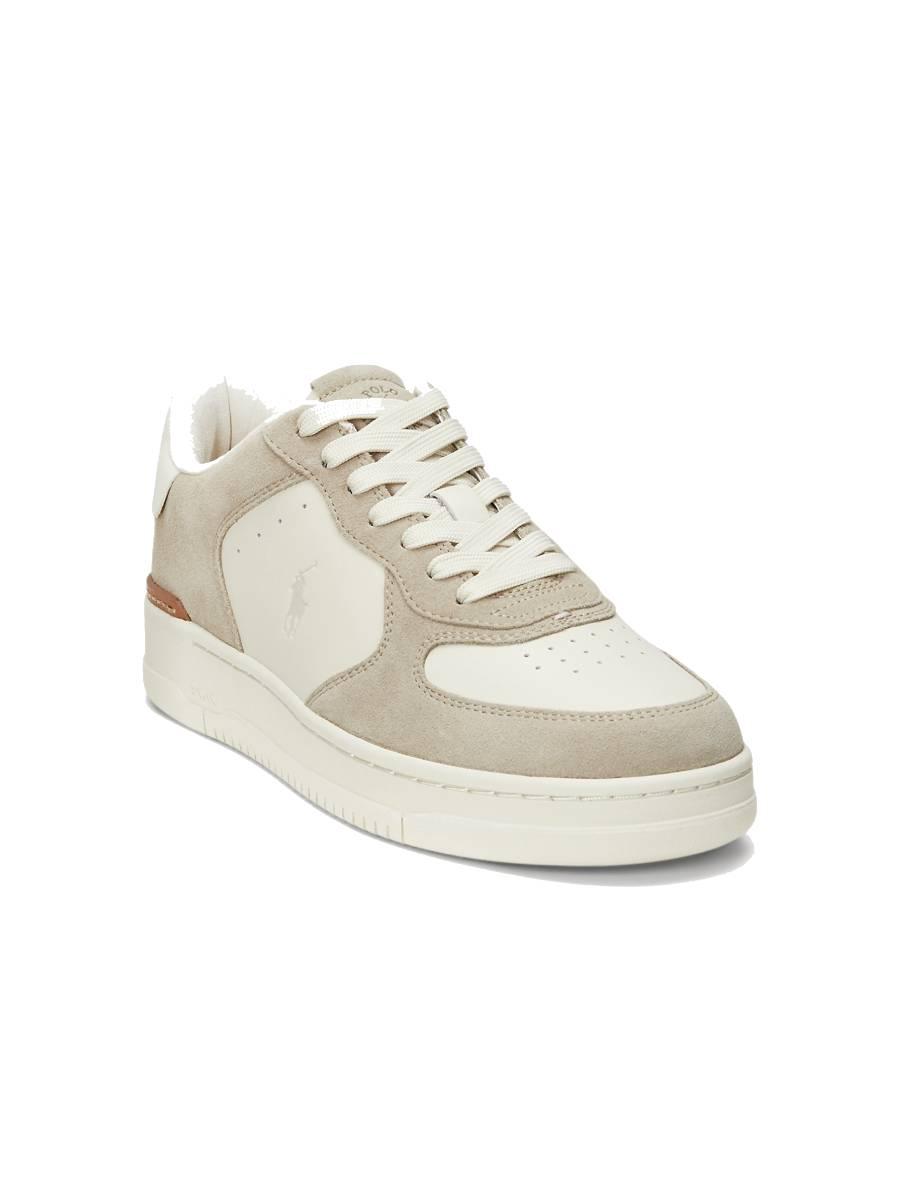 RALPH LAUREN POLO SPORT SNEAKERS MASTERS CRT LOW TOP LACE MILKSHAKE/ECRU BIANCO/ECRU 2