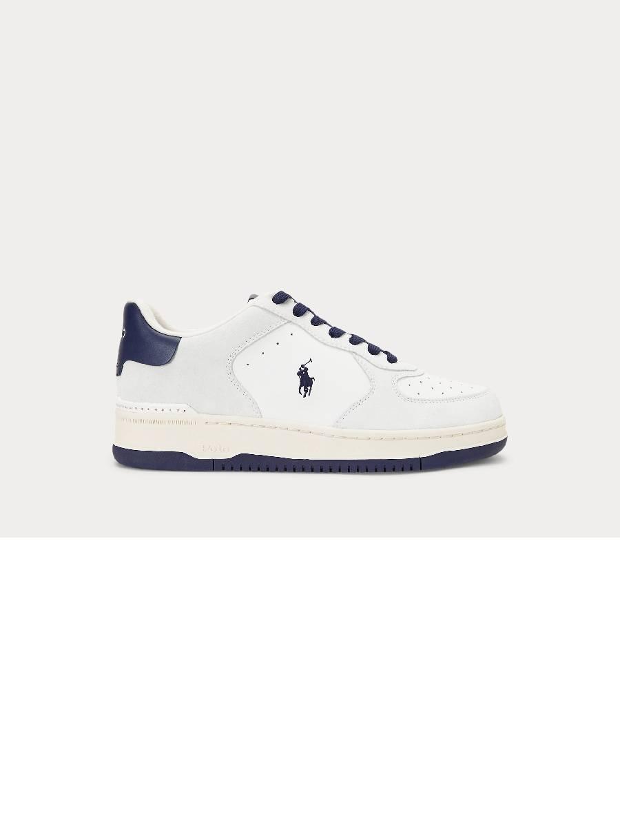 RALPH LAUREN POLO SPORT SNEAKERS MASTERS CRT LOW TOP LACE DECKWASH WHITE/NAVY BIANCO/BLU 1