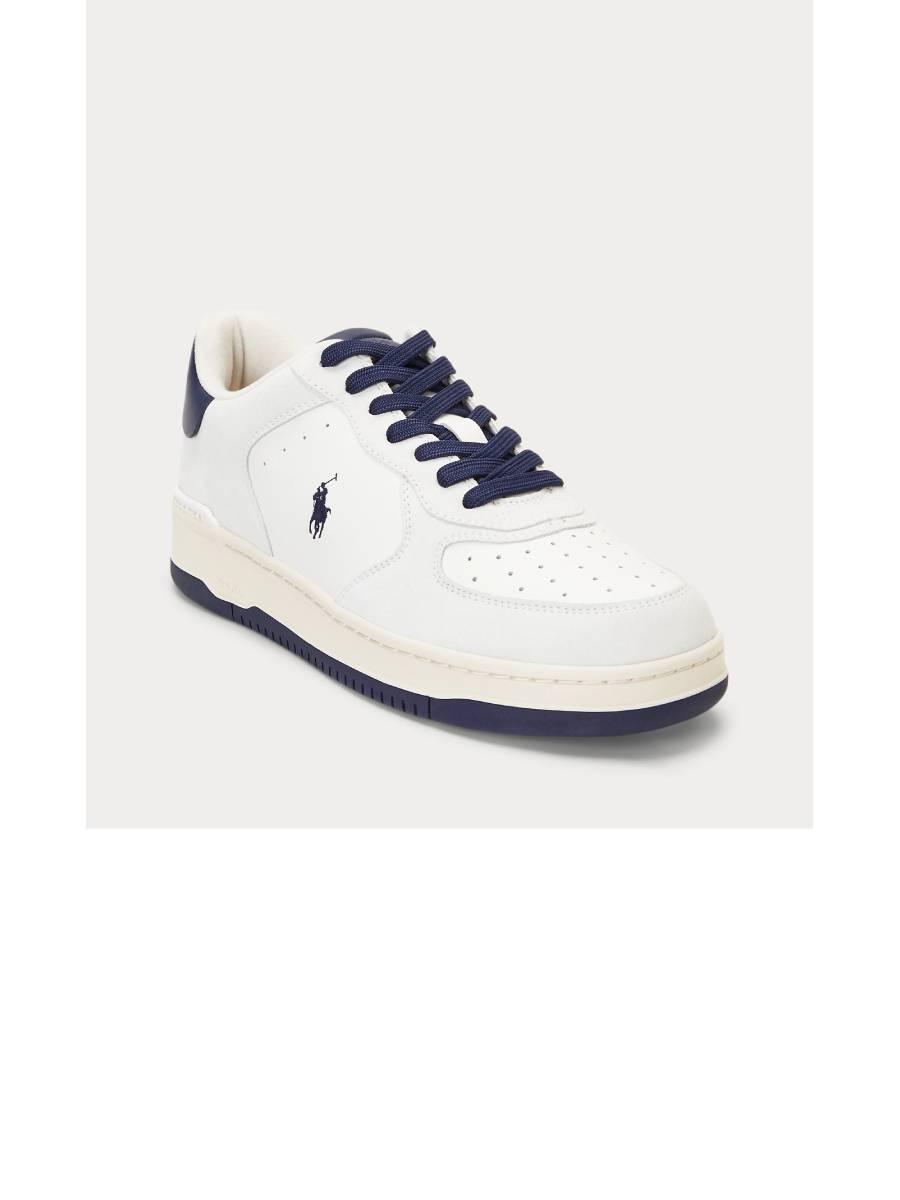 RALPH LAUREN POLO SPORT SNEAKERS MASTERS CRT LOW TOP LACE DECKWASH WHITE/NAVY BIANCO/BLU 2