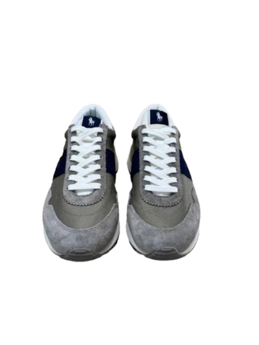 RALPH LAUREN POLO SPORT SNEAKERS TRAIN 89 PP LOW TOP LACE EARTH GREY/ECRU GRIGIO/BLU 2