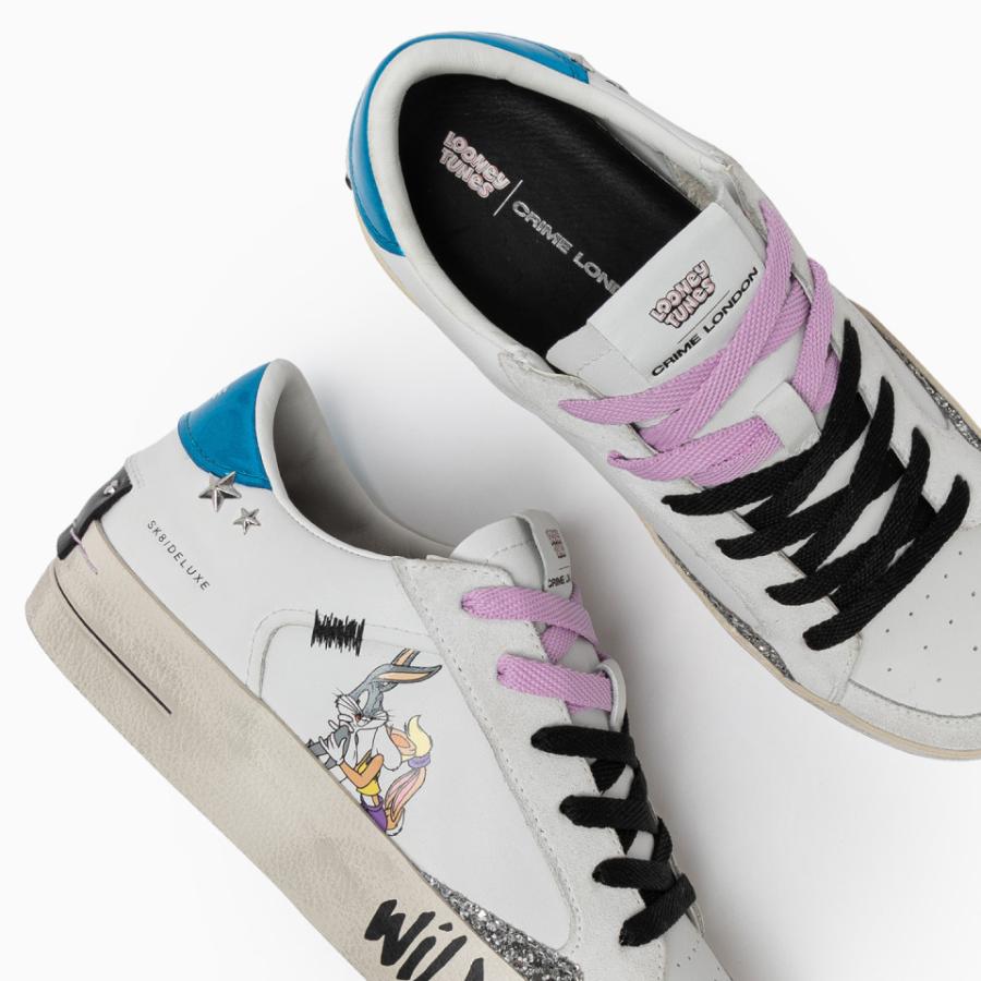 CRIME LONDON SNEAKERS SK8 DELUXE LOONEY TUNES LOLA  BUGS BUNNY BIANCO 5