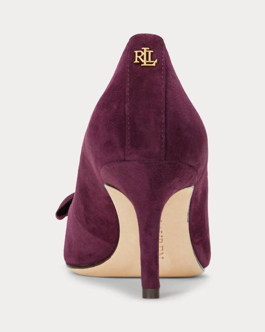 RALPH LAUREN DECOLLETE LANETTE IN CAMOSCIO CON FIOCCO PINOT NOIR VIOLA 3