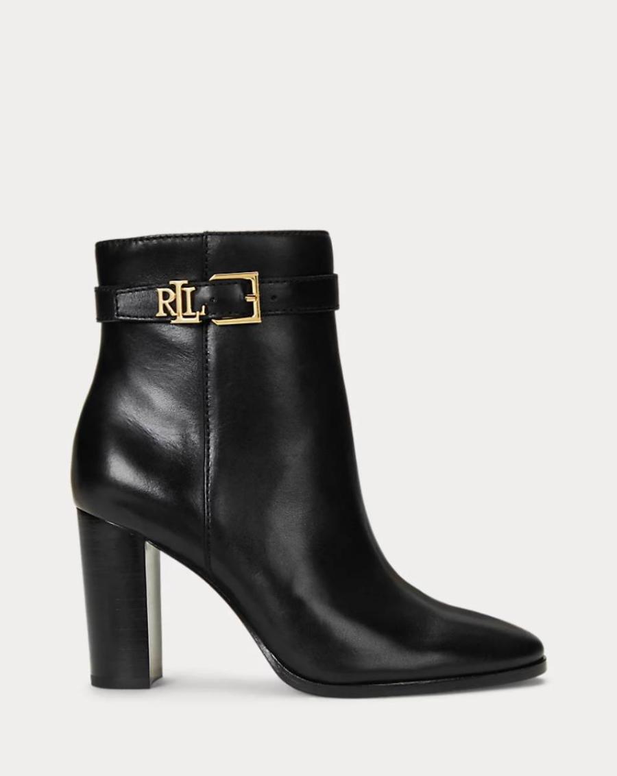 RALPH LAUREN STIVALETTI BAILEY IN PELLE BRUNITA BLACK NERO 1