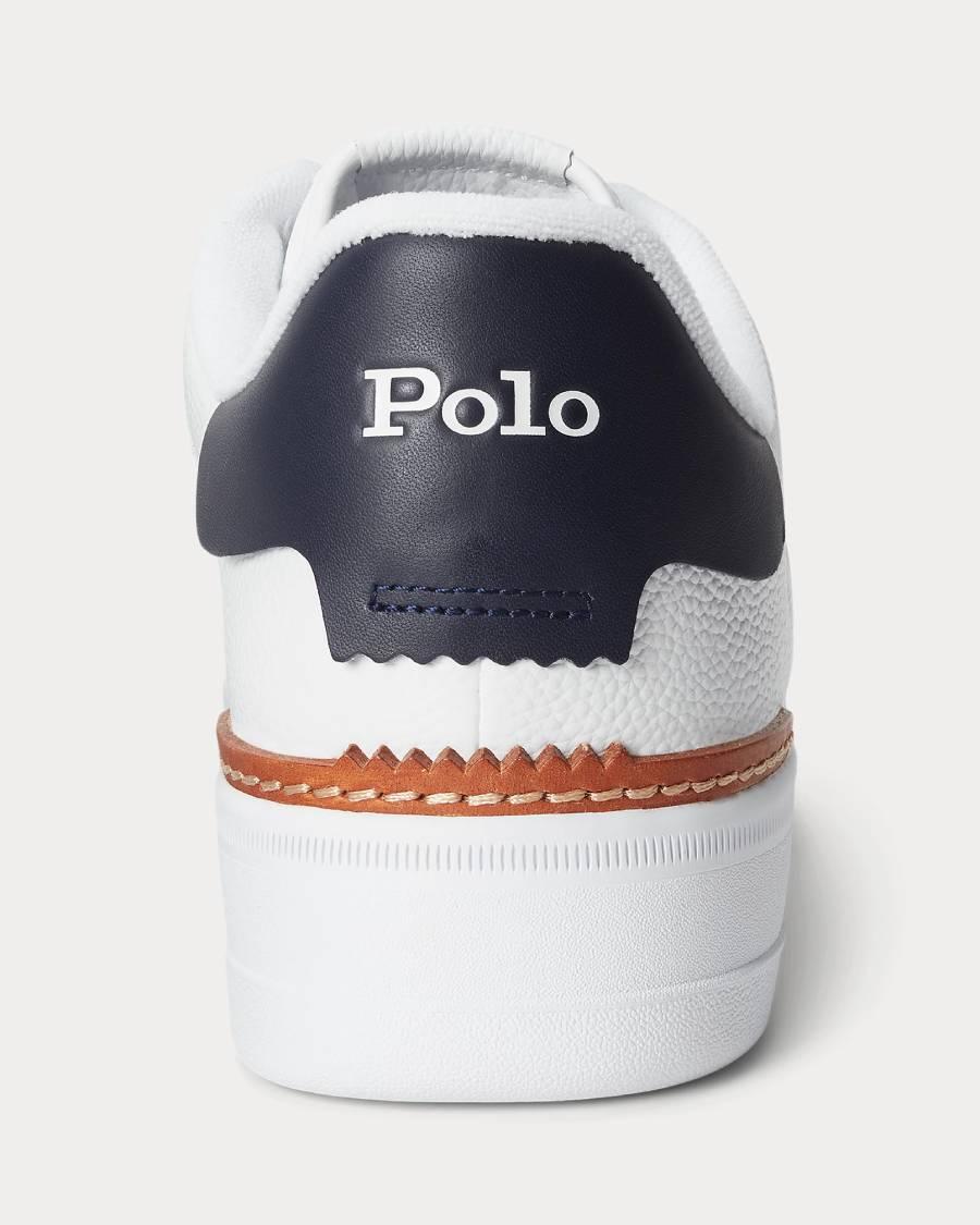 RALPH LAUREN POLO SPORT SNEAKERS MASTERS CRT LOW TOP LACE WHITE/BLACK PP BIANCO/NERO 5