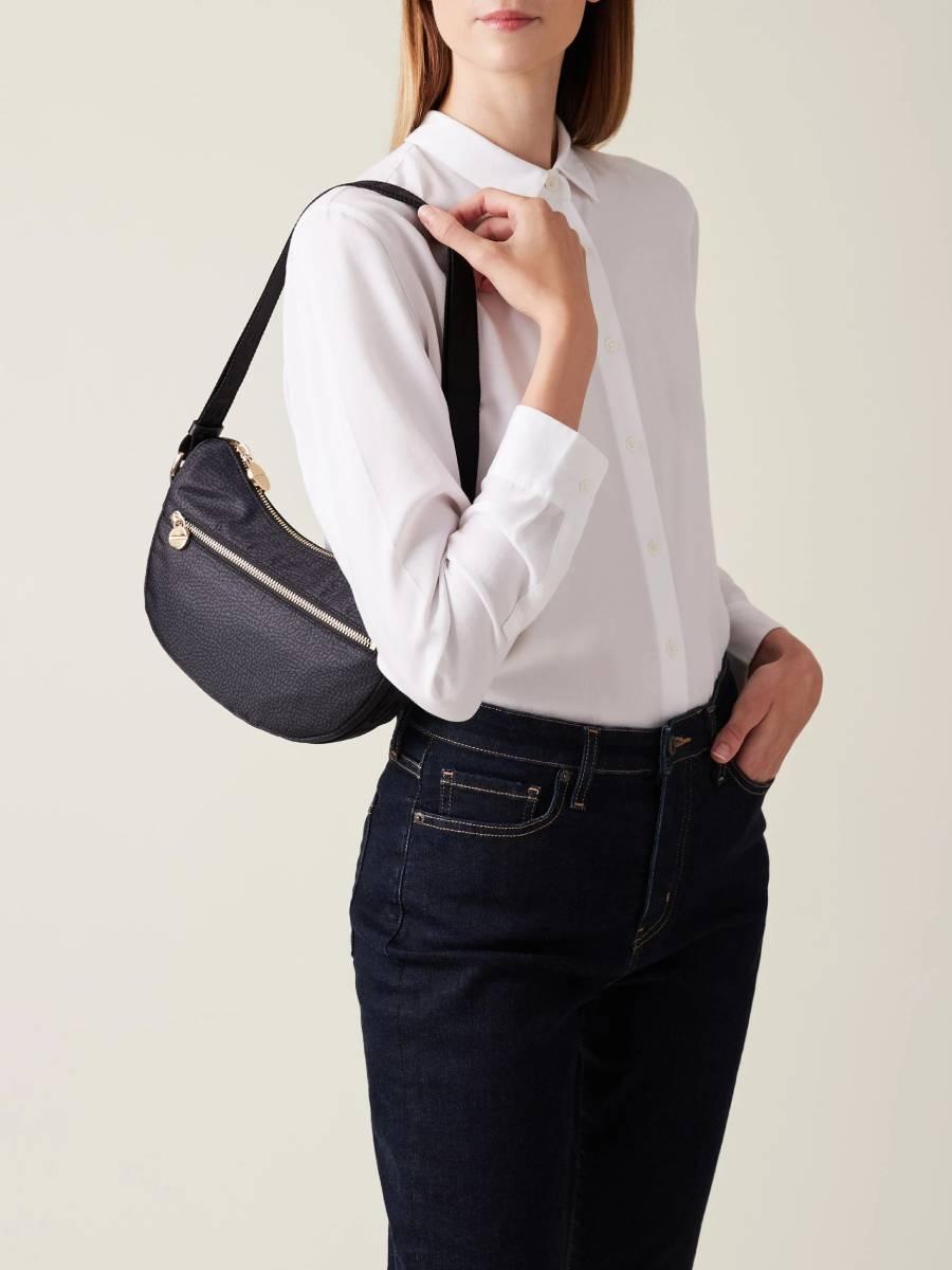 BORBONESE  LUNA BAG MINI OP NATURALE/NERO BLACK 4