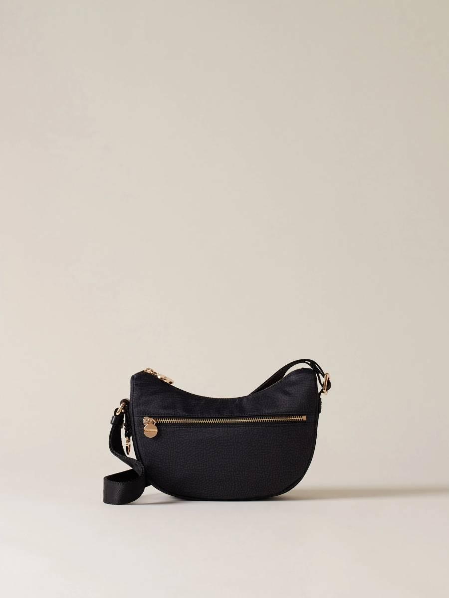 BORBONESE  LUNA BAG MINI OP NATURALE/NERO BLACK 1
