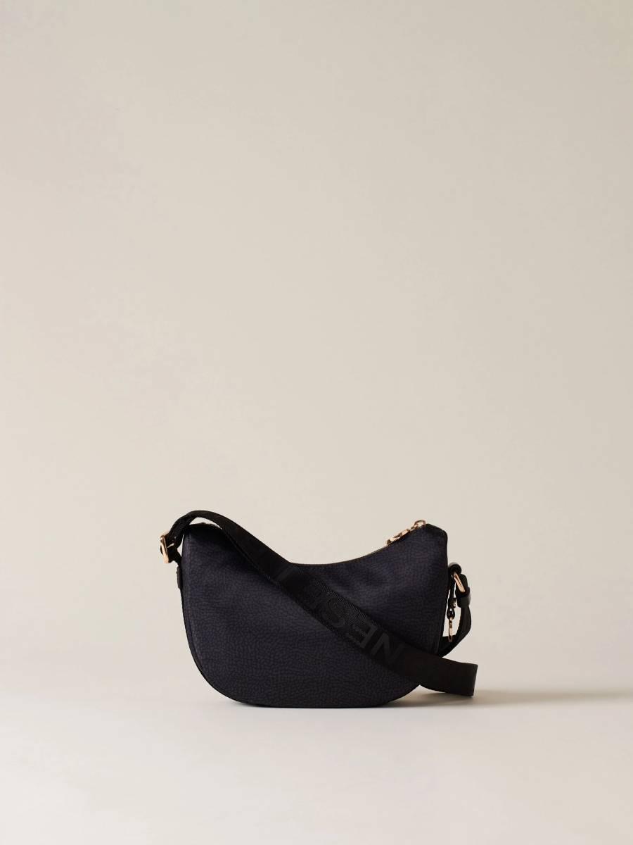 BORBONESE  LUNA BAG MINI OP NATURALE/NERO BLACK 3