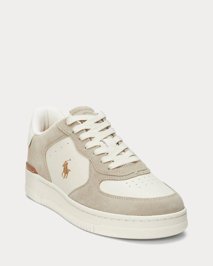 RALPH LAUREN POLO SPORT SNEAKERS MASTERS CRT LOW TOP LACE MILKSHAKE/ECRU BIANCO/ECRU 2