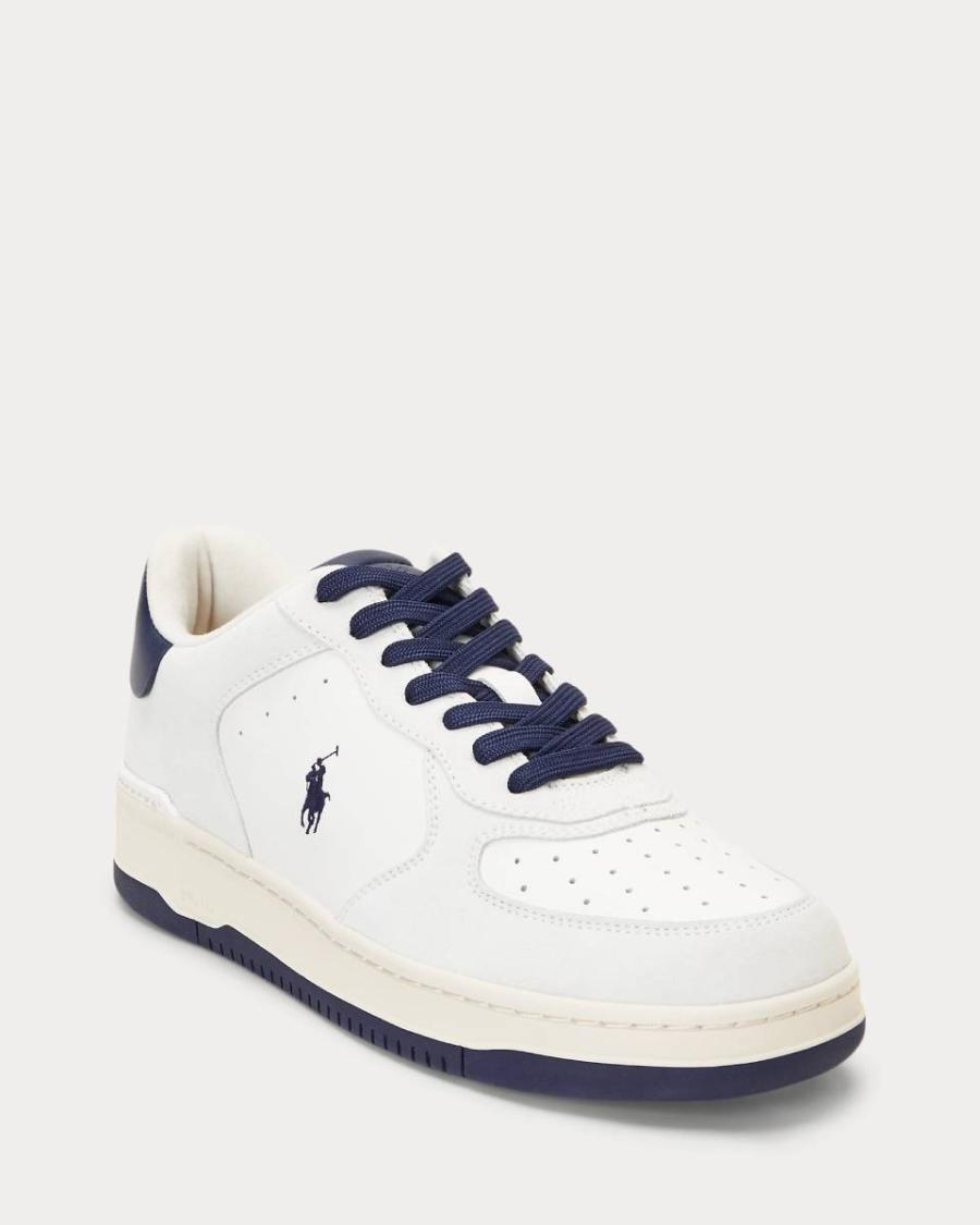 RALPH LAUREN POLO SPORT SNEAKERS MASTERS CRT LOW TOP LACE DECKWASH WHITE/NAVY BIANCO/BLU 2