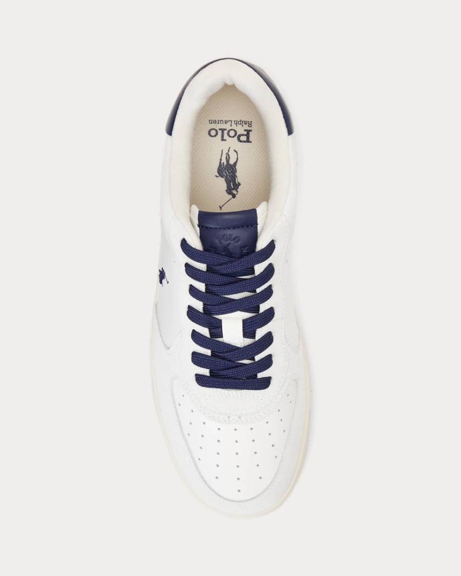 RALPH LAUREN POLO SPORT SNEAKERS MASTERS CRT LOW TOP LACE DECKWASH WHITE/NAVY BIANCO/BLU 4