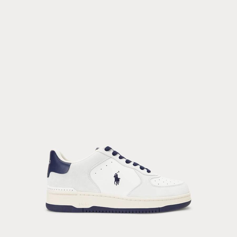 RALPH LAUREN POLO SPORT SNEAKERS MASTERS CRT LOW TOP LACE DECKWASH WHITE/NAVY BIANCO/BLU 1