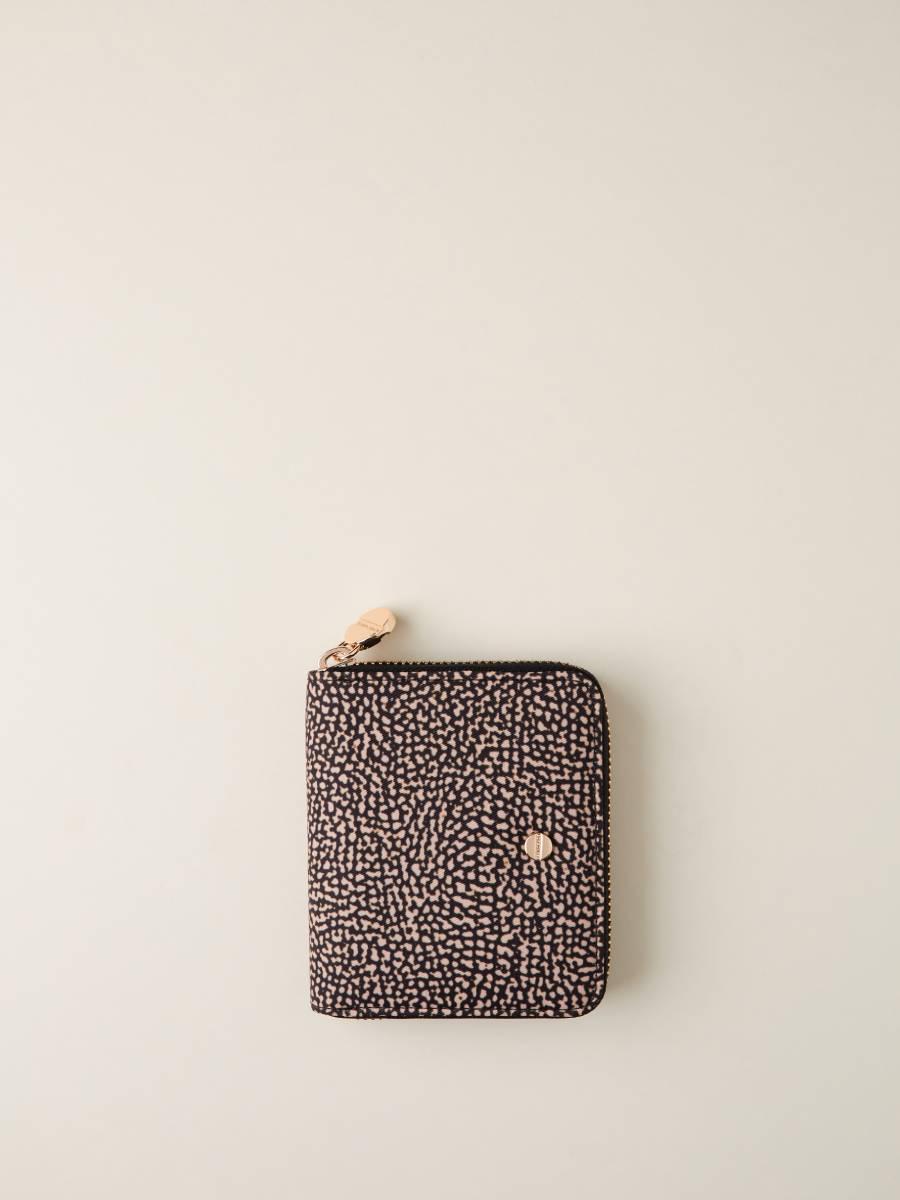 BORBONESE P.FOGLIO MEDIUM ZIP AROUND OP NATURALE NERO  OP NATURALE NERO 1