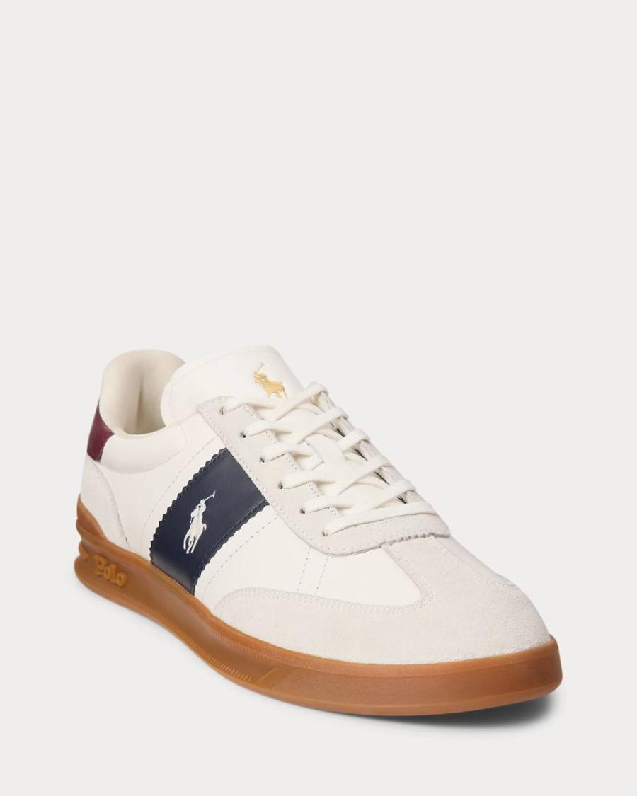 RALPH LAUREN POLO SPORT SNEAKERS HRT AERA PP LOW TOP LACE WHITE/NAVY/WINE BIANCO/BLU 2