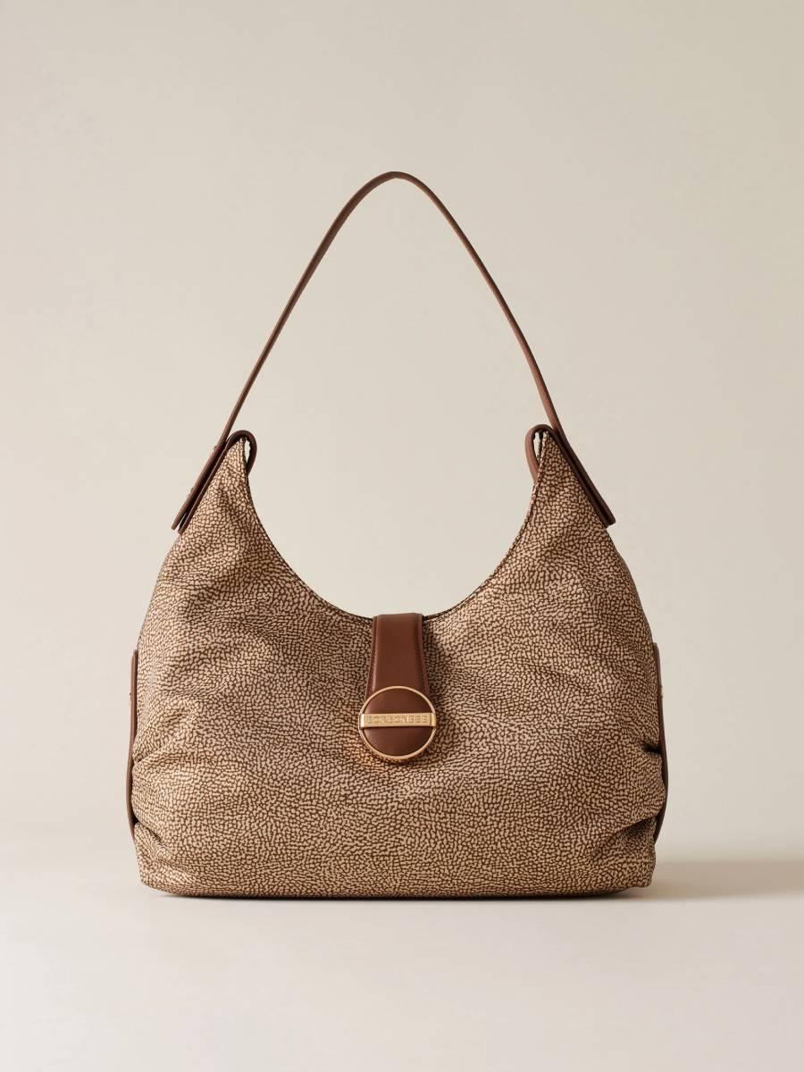 BORSA BORBONESE ECLIPSE HOBO MEDIUM  BEIGE/MARRONE 1