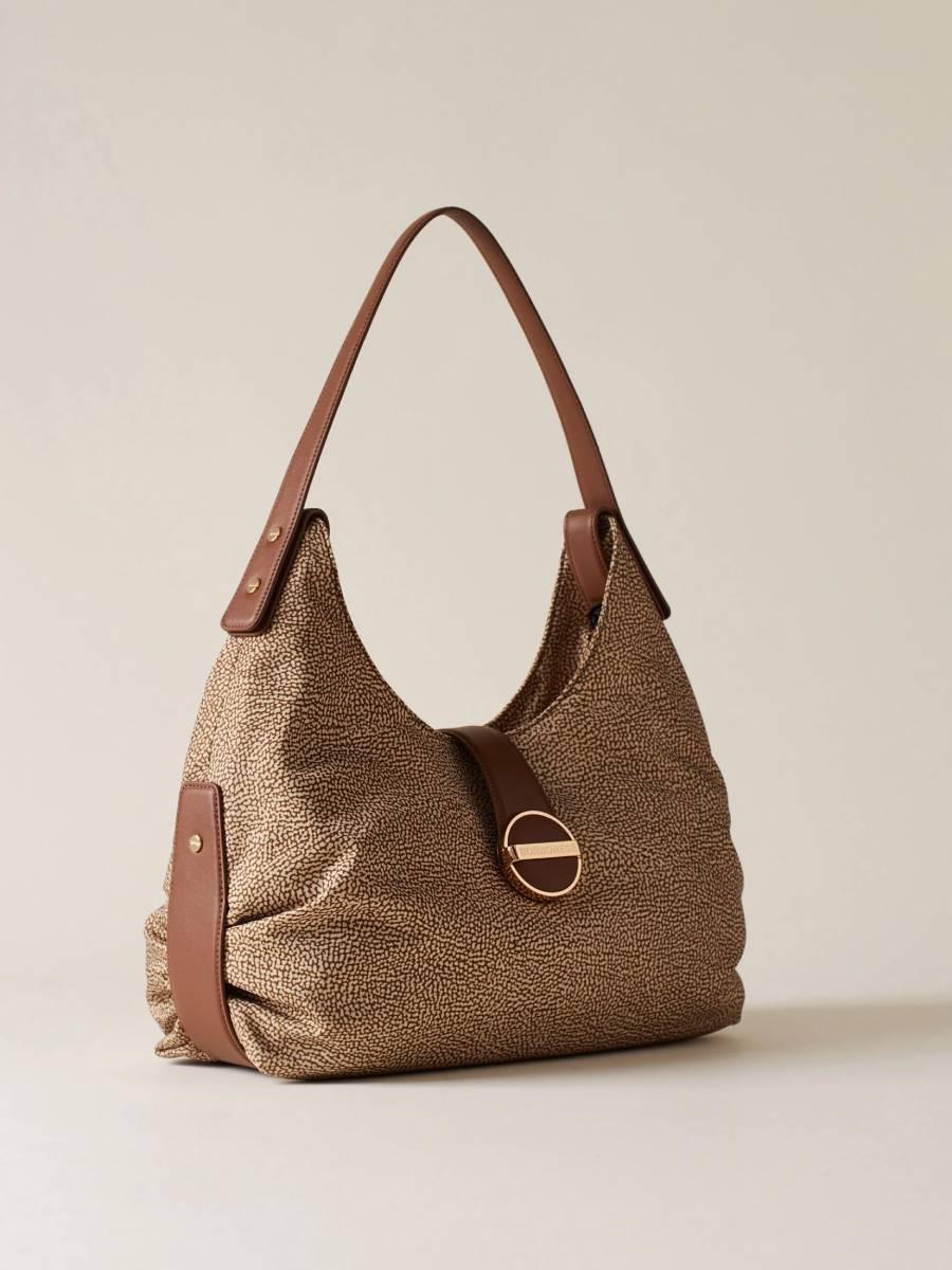 BORSA BORBONESE ECLIPSE HOBO MEDIUM  BEIGE/MARRONE 2