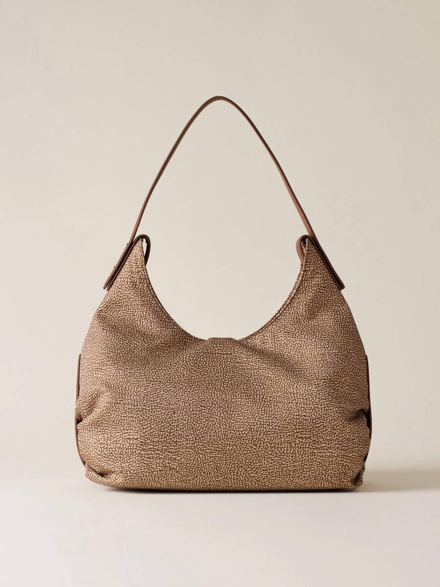 BORSA BORBONESE ECLIPSE HOBO MEDIUM  BEIGE/MARRONE 3