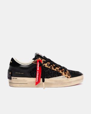 CRIME LONDON SNEAKERS SK8 DELUXE BLACK CHEETAH BLACK