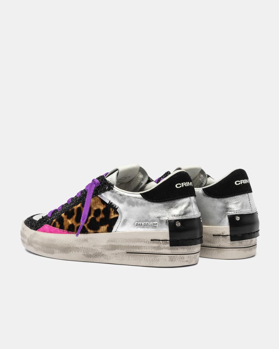CRIME LONDON SNEAKERS SK8 DELUXE WEDGE CHEETAH GLOSS SILVER CRIME LONDON SNEAKERS SK8 DELUXE WEDGE CHEETAH GLOSS SILVER 3