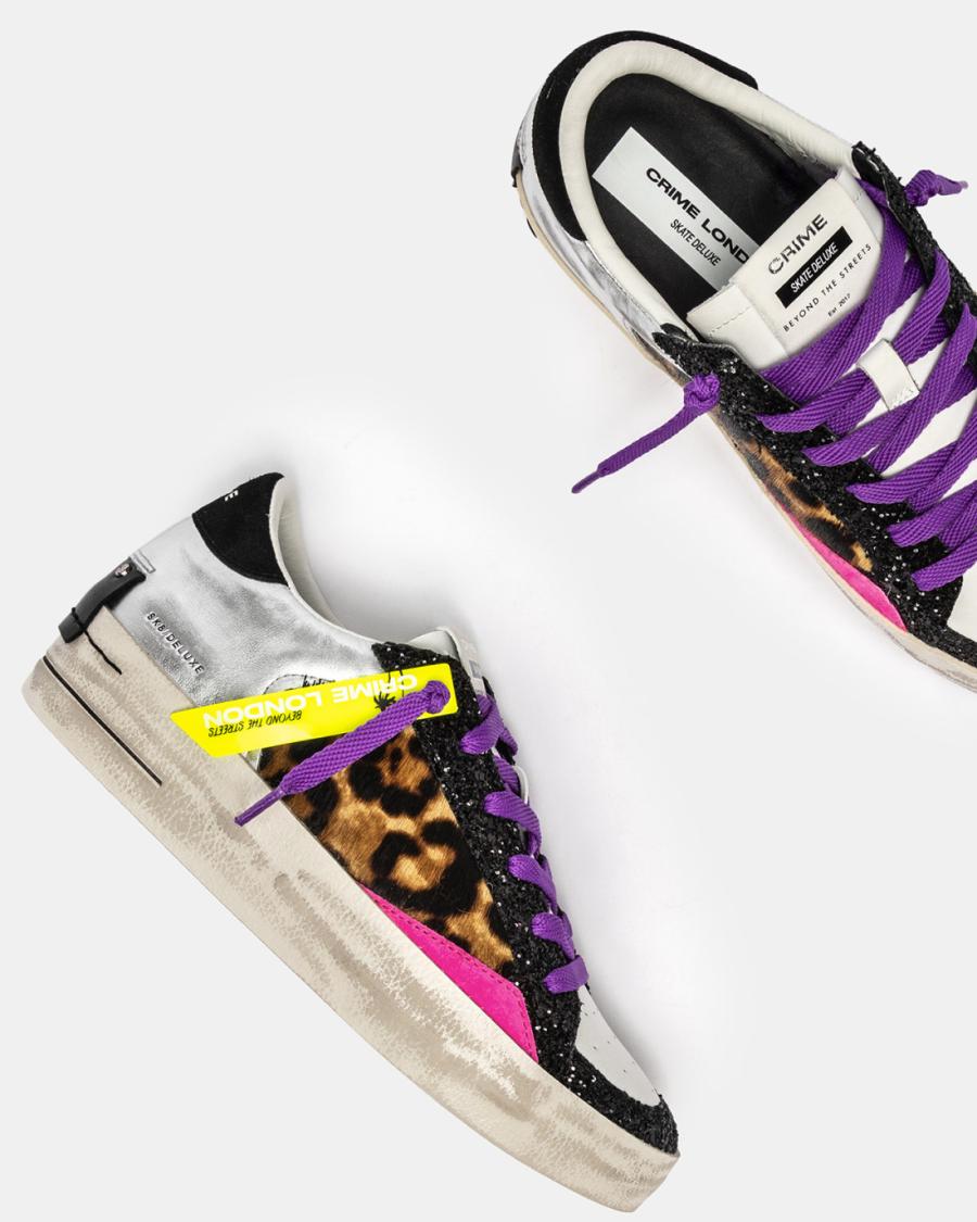 CRIME LONDON SNEAKERS SK8 DELUXE WEDGE CHEETAH GLOSS SILVER CRIME LONDON SNEAKERS SK8 DELUXE WEDGE CHEETAH GLOSS SILVER 5